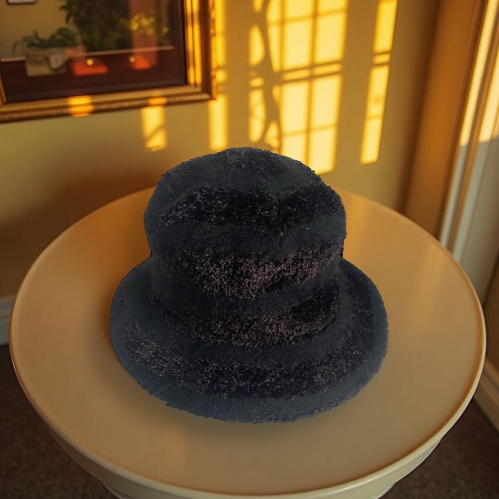 Black Striped Fuzzy Bucket Hat